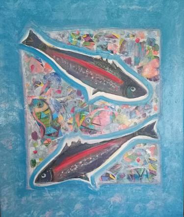 Original Abstract Expressionism Fish Paintings by Nalini Cook