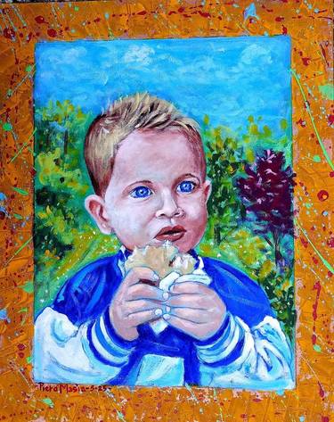 Original Figurative Children Painting by Piero Masia