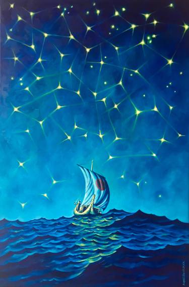 Original Illustration Boat Painting by Andrei Engelman