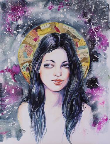 Original Portraiture Women Drawings by Sara Riches