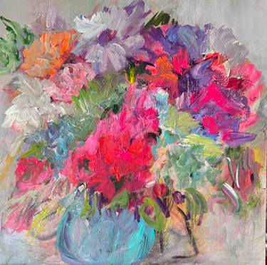 Original Abstract Expressionism Floral Painting by Julliette Tehrani
