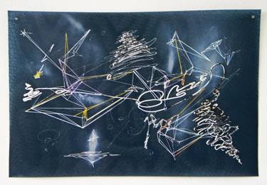 Original Abstract Outer Space Drawings by Cathy Breslaw