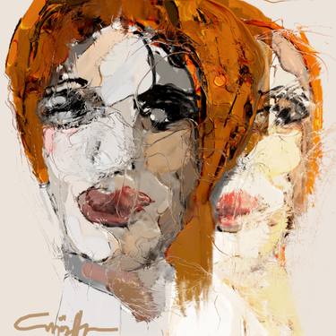 Original Expressionism Portrait Mixed Media by Eva Gyorffy