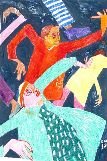 Original Expressionism People Drawing by Dorothy Megaw