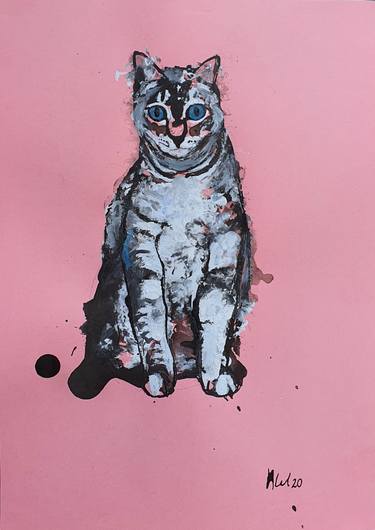 Original Expressionism Cats Drawings by Ilian Savkov