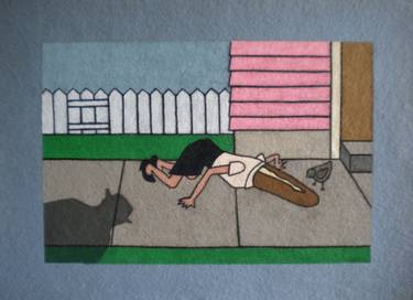 Original Surrealism Cartoon Painting by Gene Wisniewski