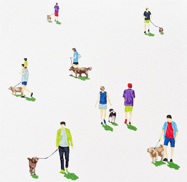 Original Figurative Dogs Paintings by Stephanie Ho