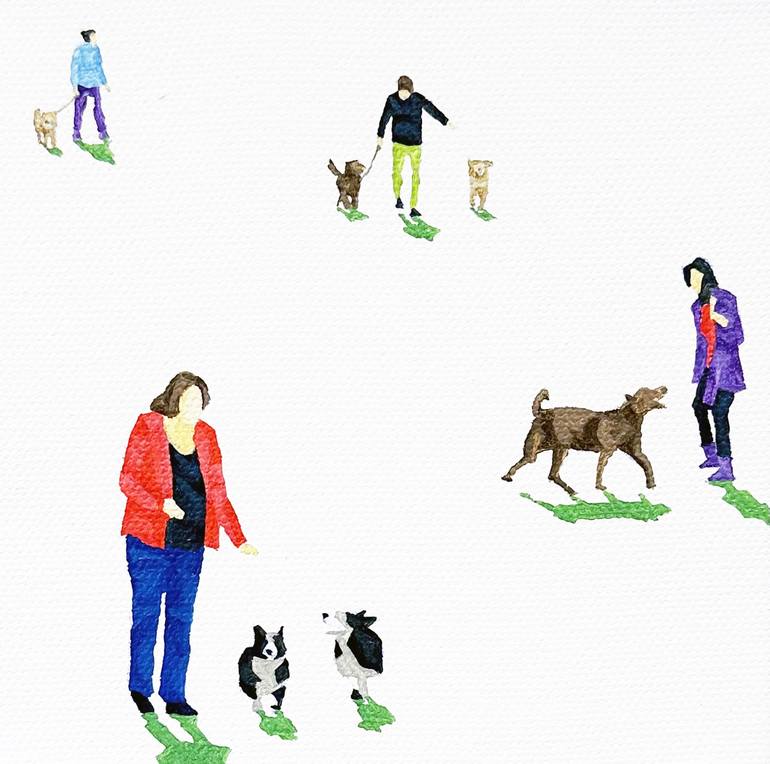Original Figurative Dogs Paintings by Stephanie Ho
