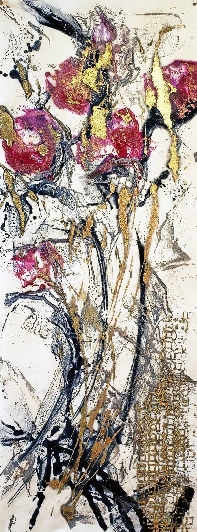 Original Art Nouveau Floral Printmaking by Birgit Huttemann-Holz