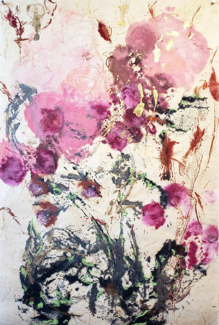 Original Contemporary Floral Printmaking by Birgit Huttemann-Holz
