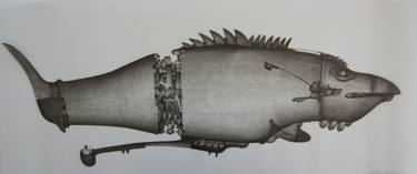 Original Surrealism Fish Drawings by Filomeno Hernández