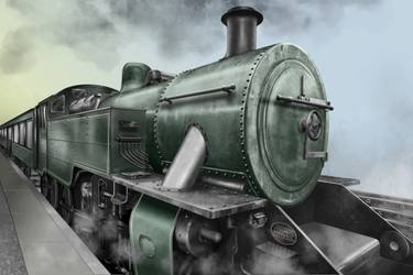 Print of Illustration Train Drawings by Marty Garland