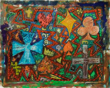 Original Abstract Expressionism Religion Mixed Media by Dennis Eavenson And Sharon Eavenson