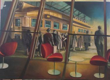 Print of Figurative Train Paintings by Lisbeth Buonanno