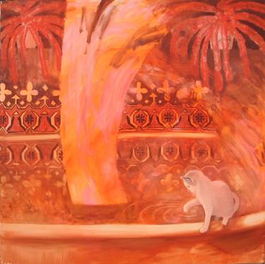 Original Art Deco Cats Paintings by Attila Kővári
