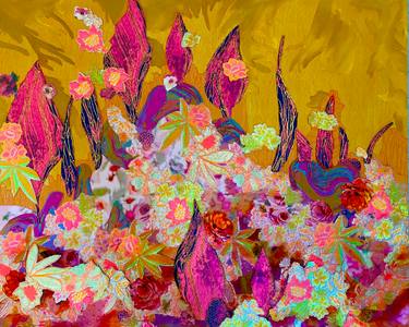 Original Abstract Botanic Mixed Media by Leisa Rich