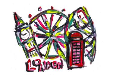 Original Abstract Cities Mixed Media by Ozgun Evren Erturk