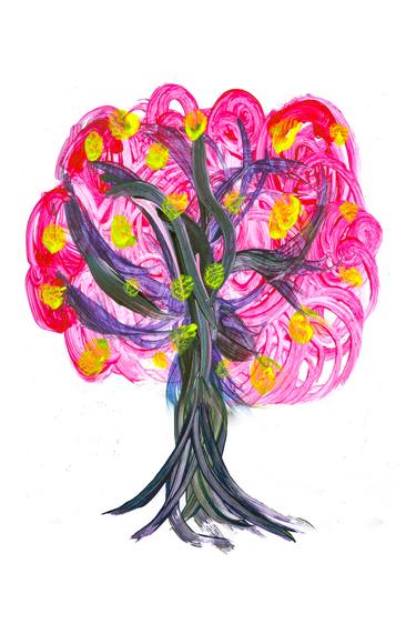Original Pop Art Tree Mixed Media by Ozgun Evren Erturk