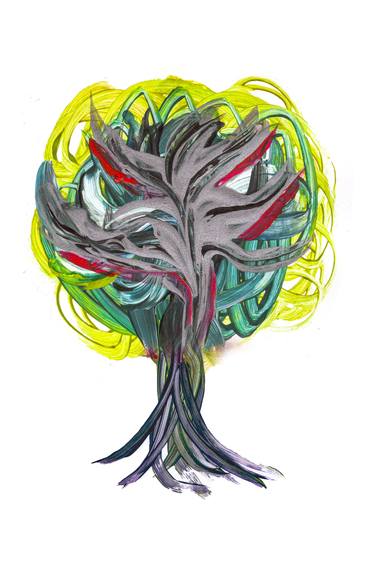 Original Illustration Tree Mixed Media by Ozgun Evren Erturk
