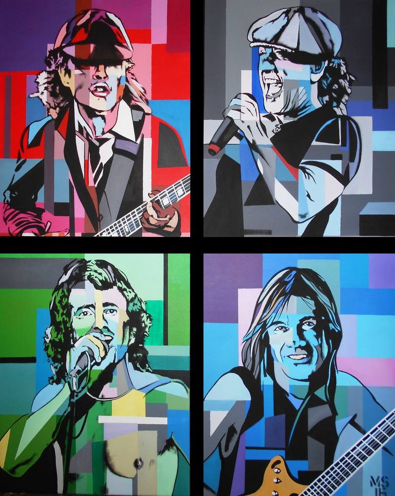 AC/DC Pop Rock Painting by Martin Georg Sonnleitner | Saatchi Art
