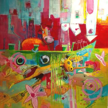 Print of Expressionism Cows Paintings by Fredi Gertsch