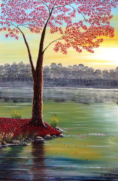 Original Realism Tree Painting by Emine Basoglu