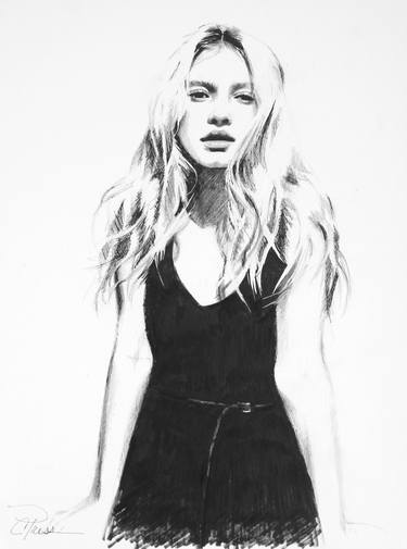 Original Figurative Portrait Drawings by Cindy Press