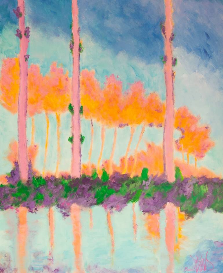Stephen R Hand Pink Poplars Painting by Stephen R Hand | Saatchi Art