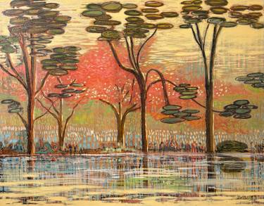 Original Abstract Expressionism Landscape Painting by Stéphanie De Malherbe
