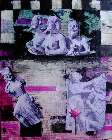 Original Figurative Classical mythology Collage by Natalia Kazirelova