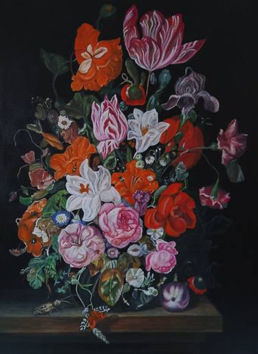 Original Fine Art Floral Painting by Bernardo Lira