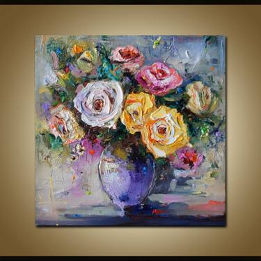 Original Abstract Expressionism Floral Painting by Stanislav Lazarov