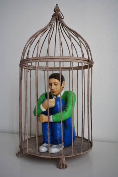 Original Expressionism Men Sculpture by Emanuele Taglieri