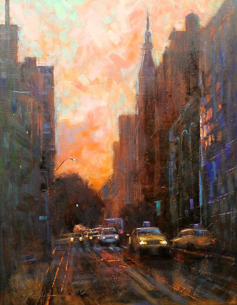 Streets of Manhattan-SOLD Painting by Chin H Shin | Saatchi Art