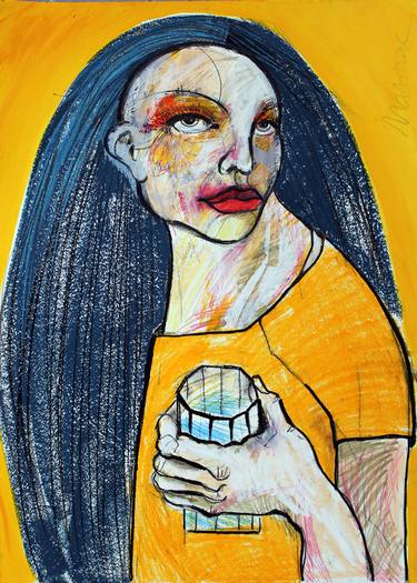 Original Figurative People Drawing by Oxana Mahnac
