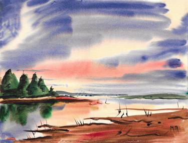 Original Impressionism Boat Painting by Michael Robson