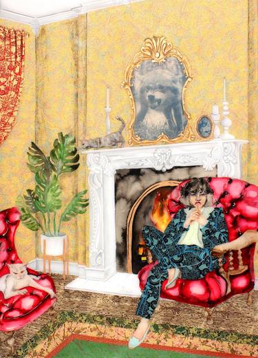 Original Expressionism Interiors Mixed Media by Lisa Krannichfeld