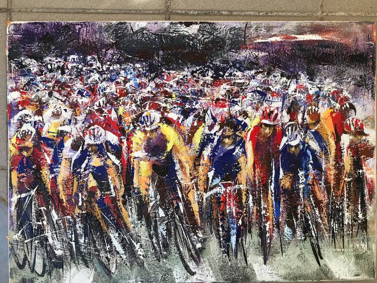Bicycling Painting by Nikoletta Antonopoulou Saatchi Art Bulgaria