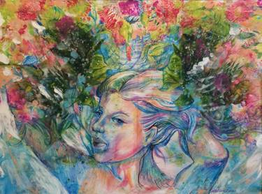 Original Figurative Floral Painting by Kathleen Rice