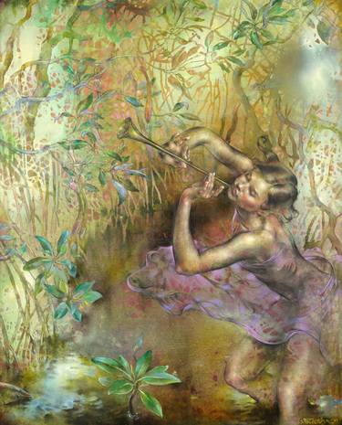 Original Art Deco Nature Painting by Viktorija Bulava