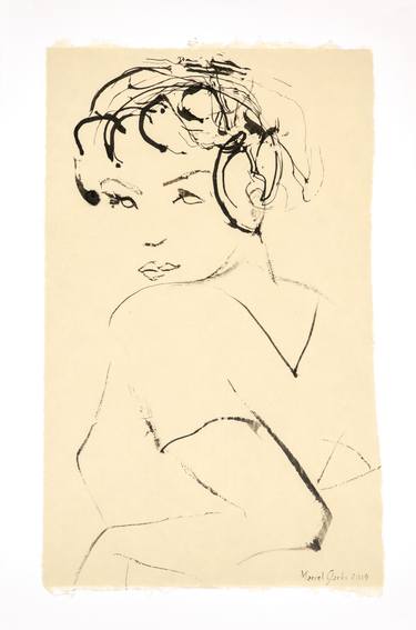Original Expressionism Women Drawings by Marcel Garbi