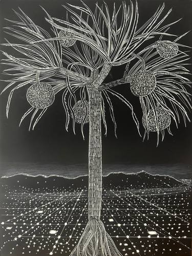 Original Abstract Expressionism Landscape Mixed Media by Karen Clark