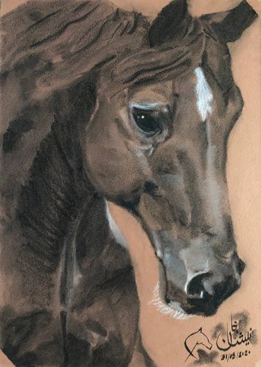Original Impressionism Horse Drawing by Neesha Khan