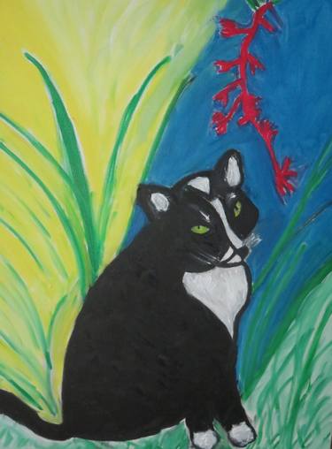 Original Expressionism Cats Paintings by Pam Malone