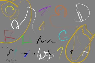 Original Abstract Expressionism Calligraphy Mixed Media by Larry Coffin