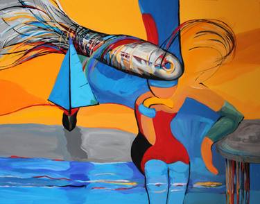 Original Expressionism Beach Painting by Katarzyna SłYsz-Urbanowicz