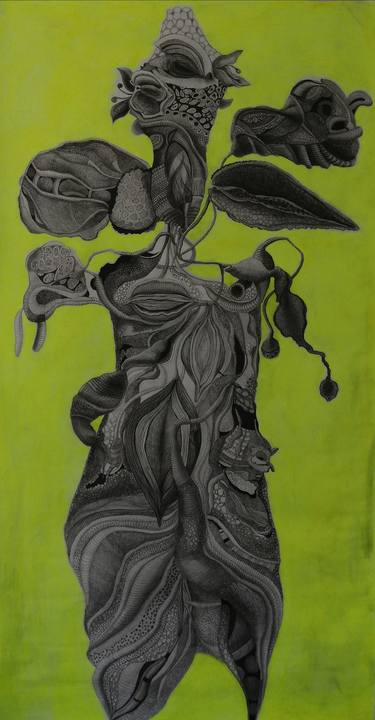 Original Abstract Expressionism Botanic Drawings by Izabella Hornung