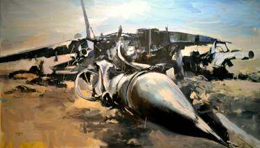 Original Realism Airplane Paintings by Qais Al-Sindy