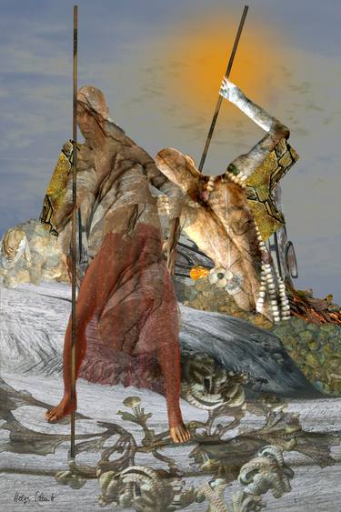 Original Surrealism Fantasy Mixed Media by Helga Schmitt