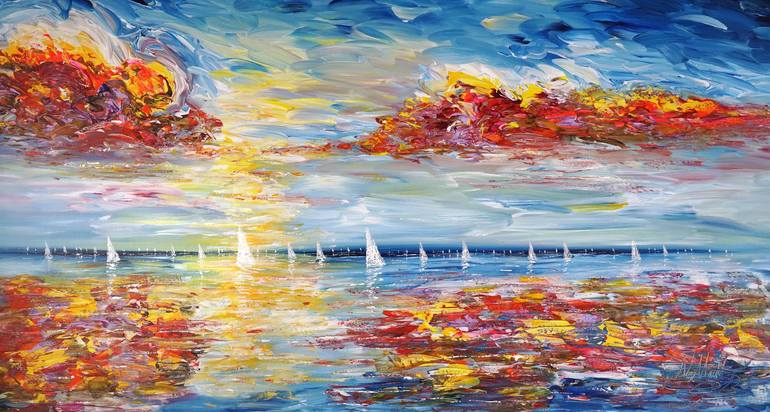 Original Abstract Expressionism Sailboat Paintings by Peter Nottrott